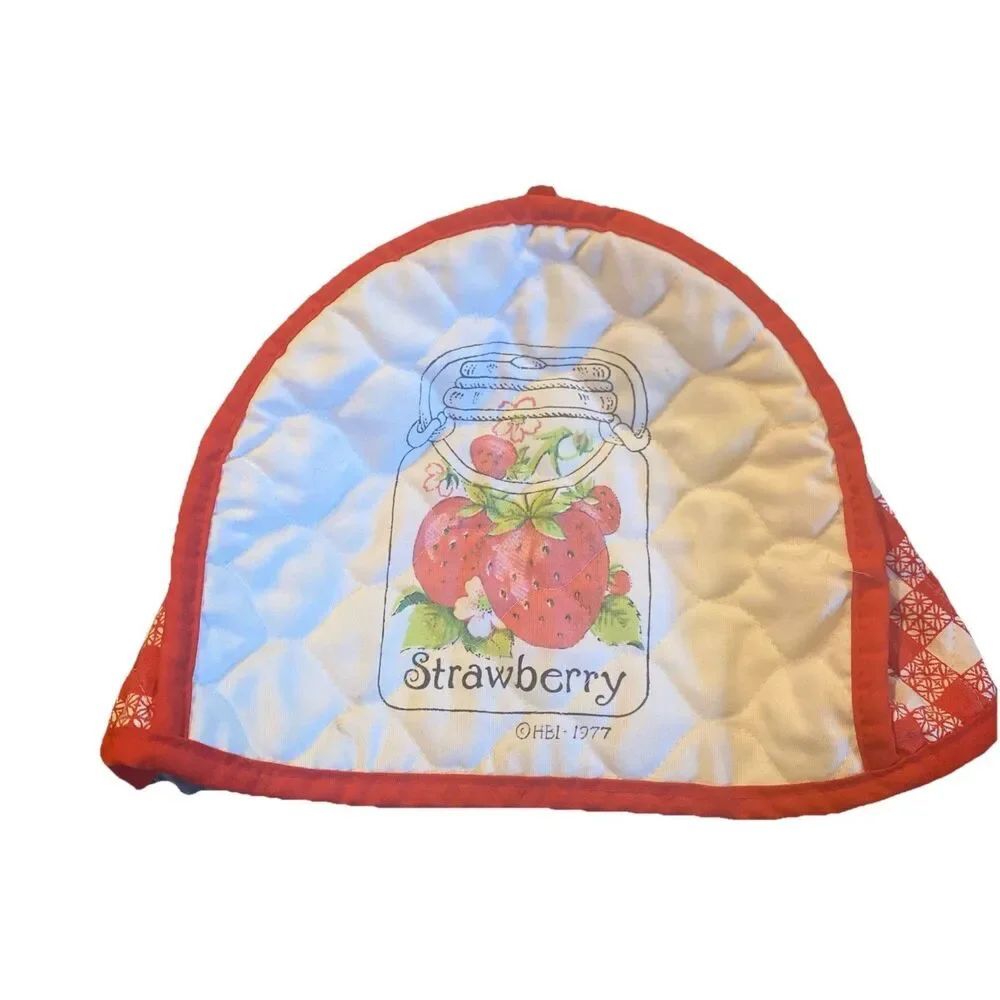 Vintage HBI- 1977 Toaster Cover Quilted Strawberry Kitchen Decor Jar,Cottagecore